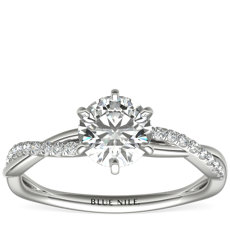 Six-Claw Petite Twist Diamond Engagement Ring in 14k White Gold (0.09 ct. tw.)